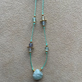 Collier Amulette Lapis Sanctus - Pierre de Lune Arc en Ciel