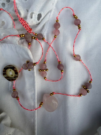 Collier Amulette Lapis Sanctus - Pierre Quartz rose