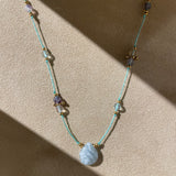 Collier Amulette Lapis Sanctus - Pierre de Lune Arc en Ciel